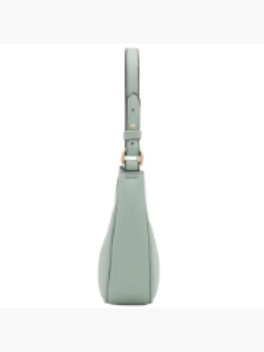 Faux Leather Crescent Shoulder Bag, Zipper Closure, Adjustable Strap, Mint